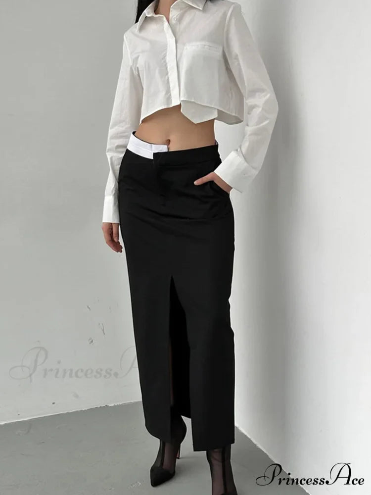 Asymmetric Waistband Graceful Maxi Skirt