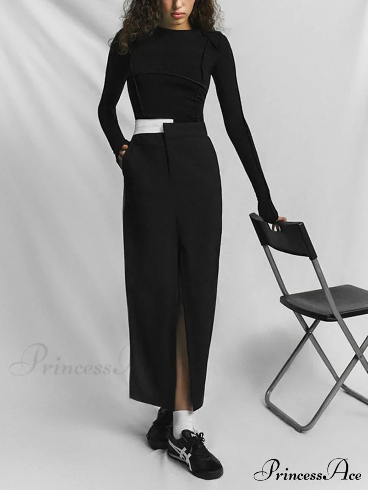 Asymmetric Waistband Graceful Maxi Skirt