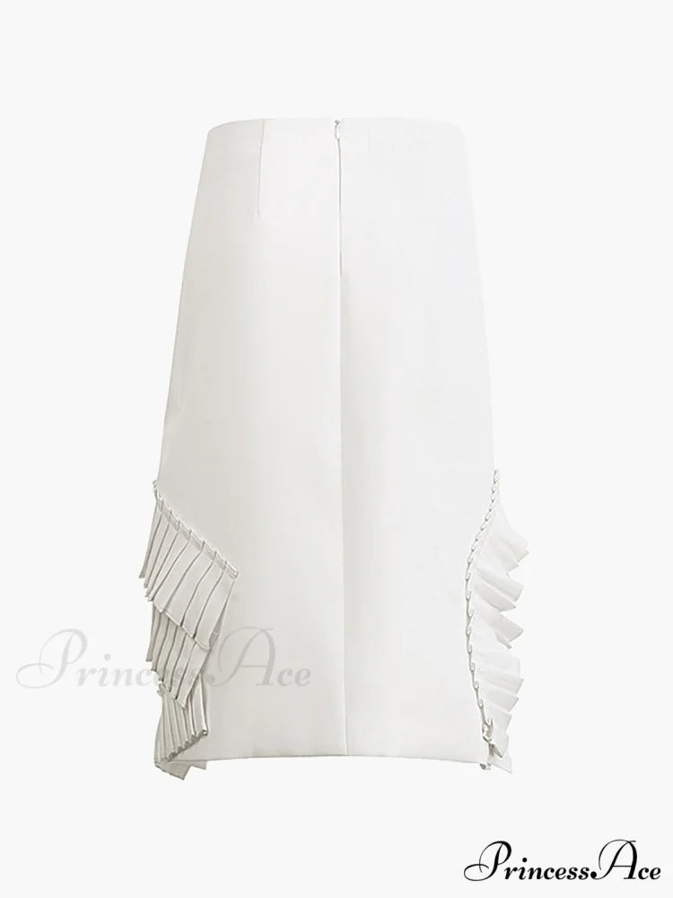 Asymmetrica Layered Graceful Pleated Midi Skirt