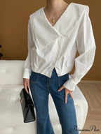 Asymmetrical Charming Collar Blouse