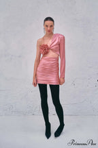 Asymmetrical Embroidered Prom Gown