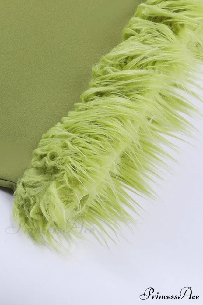 Asymmetrical Fuzzy Hem Mini Dress