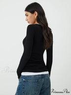 Asymmetrical Neck Graceful Long Sleeve Blouse