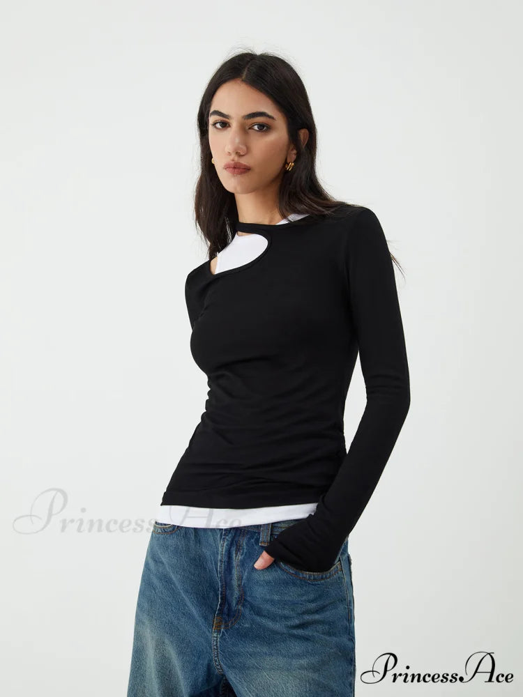 Asymmetrical Neck Graceful Long Sleeve Blouse