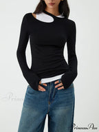 Asymmetrical Neck Graceful Long Sleeve Blouse