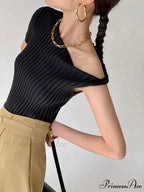 Asymmetrical Neck One Trendy Shoulder Off Knit Top