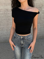 Asymmetrical Neck One Trendy Shoulder Off Top