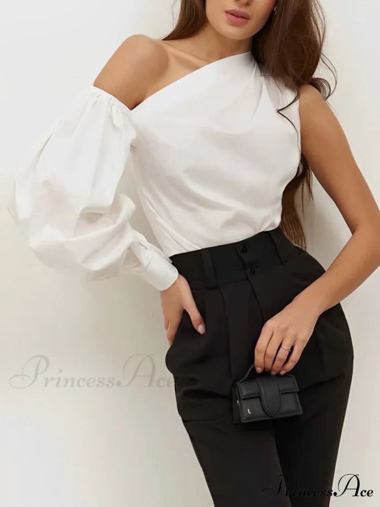 Asymmetrical Off Graceful Shoulder Blouse
