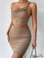 Asymmetrical Strap Waist Trendy Cutout Short Dress
