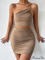 Asymmetrical Strap Waist Trendy Cutout Short Dress