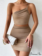 Asymmetrical Strap Waist Trendy Cutout Short Dress
