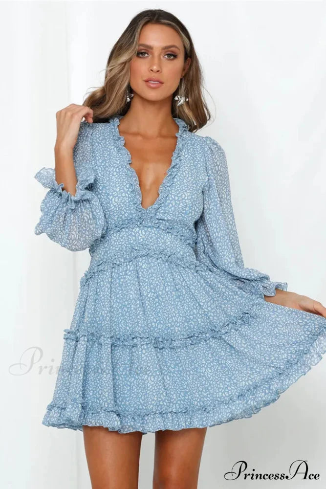 Attractive Backless Plunging-neckline Mini Boho Dress
