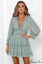 Attractive Backless Plunging-neckline Mini Boho Dress