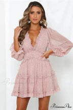 Attractive Backless Plunging-neckline Mini Boho Dress