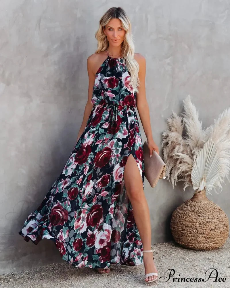 Attractive Halter Floral Celebration Sundress