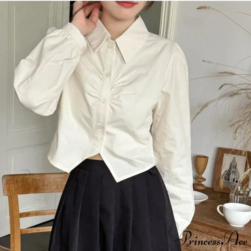 Attractive Plunging Neckline Short Sleeve French Style Blouse