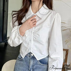 Attractive Plunging Neckline Short Sleeve French Style Blouse