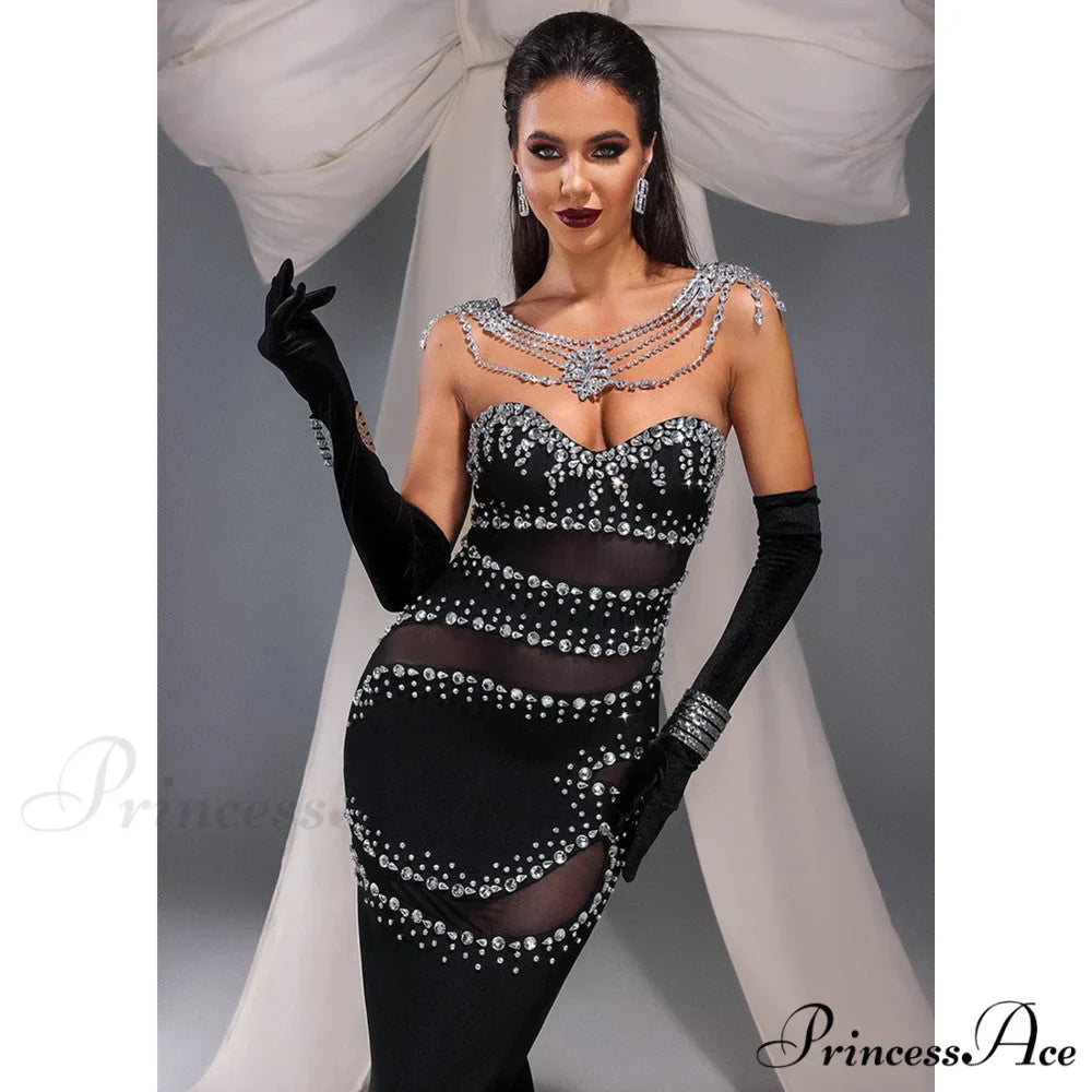 Attractive Sparkling Bodycon Bandage Dress Celebration Prom Dress