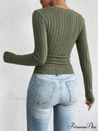 Attractive V-Neck Premium Spice Sweater Knitted Top Women