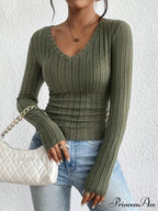Attractive V-Neck Premium Spice Sweater Knitted Top Women