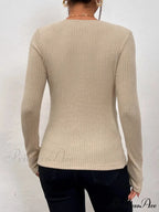 Attractive V-Neck Ruffled Tied Long Sleeve Knitted Top Women