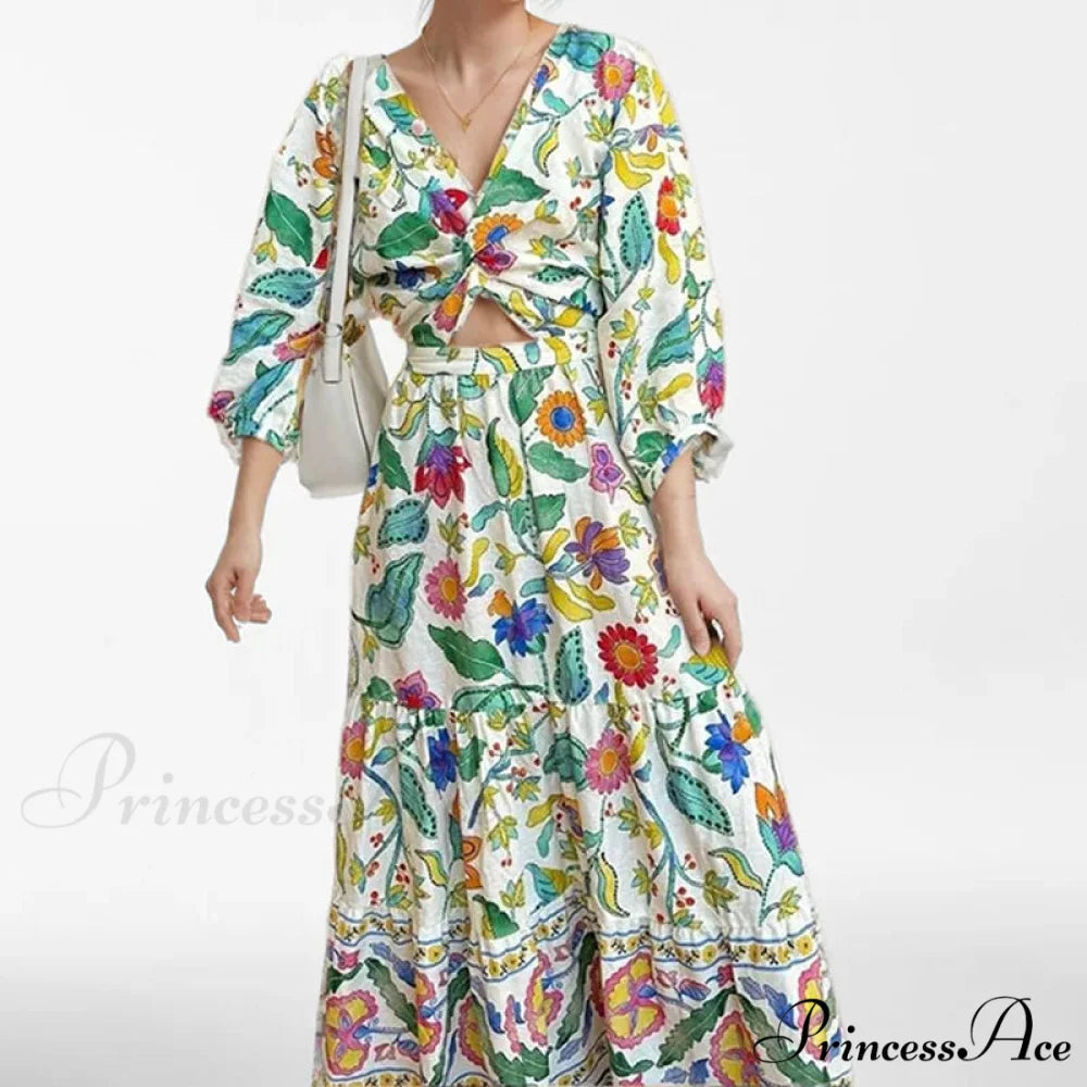 Attractive Waist Tightening Floral Dress