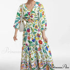 Attractive Waist Tightening Floral Dress