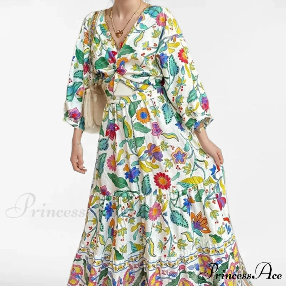 Attractive Waist Tightening Floral Dress