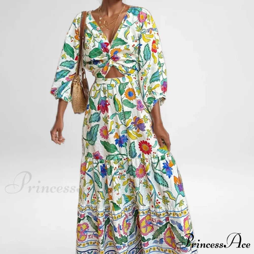 Attractive Waist Tightening Floral Dress