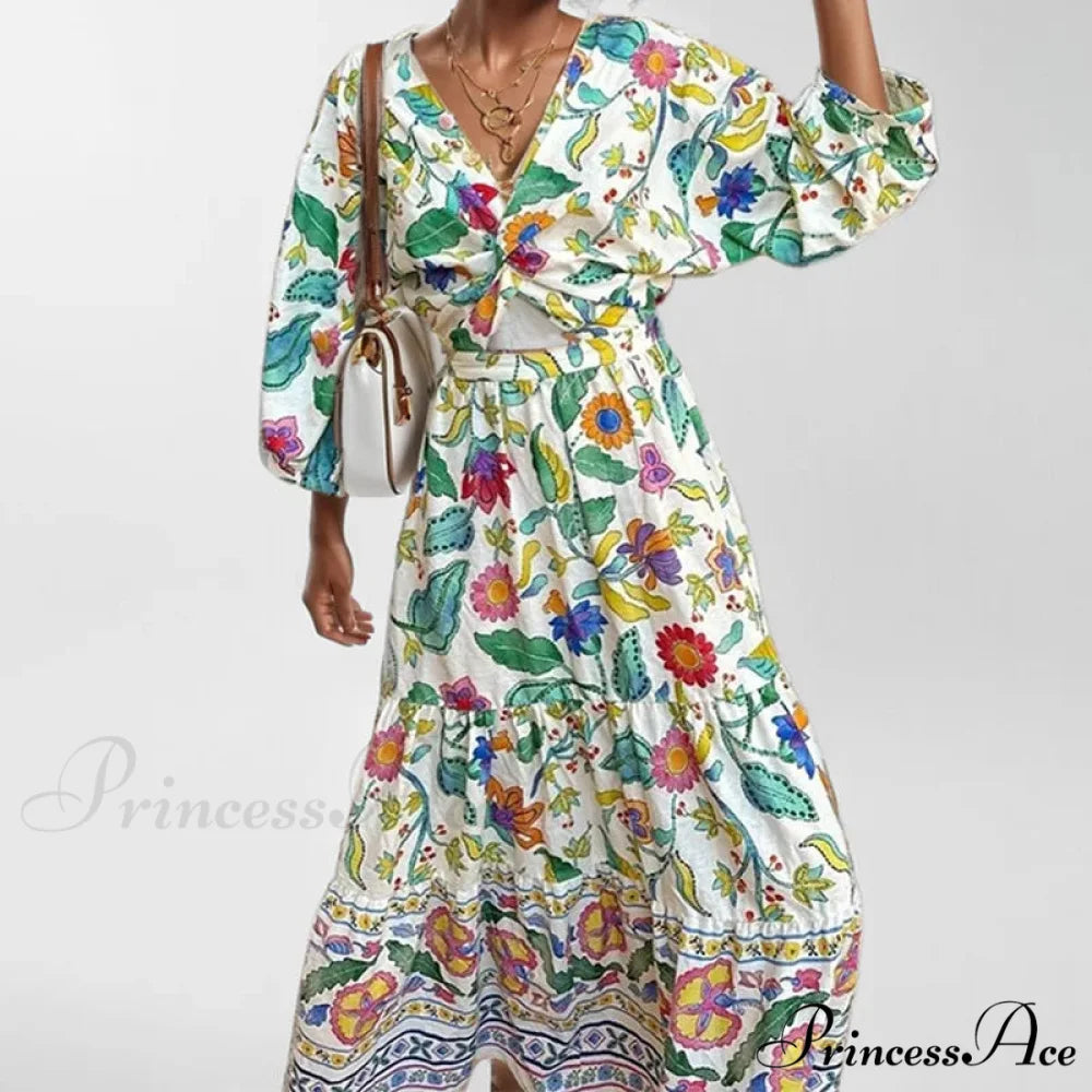 Attractive Waist Tightening Floral Dress