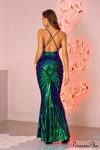 Aubrie Formal Stylish Sequin Scroll Dress