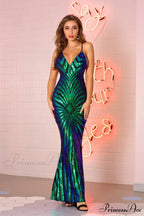 Aubrie Formal Stylish Sequin Scroll Dress