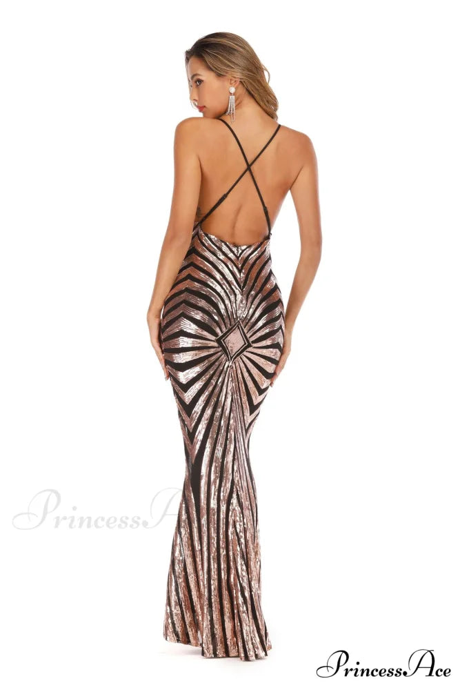 Aubrie Formal Stylish Sequin Scroll Dress