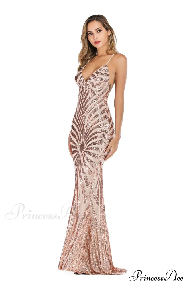 Aubrie Formal Stylish Sequin Scroll Dress