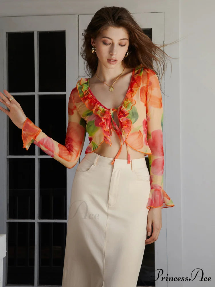 Aurora Tie Dye Mesh Modern Fly Away Crop Top