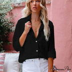 Autumn Collar Monochrome Extended Sleeve Blouse