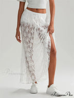 Autumn Extended Maxi Skirt Stretchy Waistband Lace Floral Informal Skirt