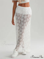 Autumn Extended Maxi Skirt Stretchy Waistband Lace Floral Informal Skirt