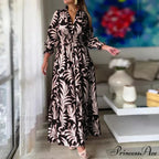 Autumn Floral Print Long Sleeve Boho Dress