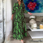 Autumn Floral Print Long Sleeve Boho Dress