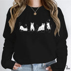 Autumn Ghost Cat Graphic Comfortable Hoodie