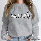 Autumn Ghost Cat Graphic Comfortable Hoodie