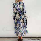 Autumn Long Sleeved Pleated Maxi Dress Boho Dress