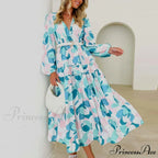 Autumn Long Sleeved Pleated Maxi Dress Boho Dress