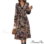 Autumn Sweet Fresh Bohemian Long Sleeve Floral Boho Dress