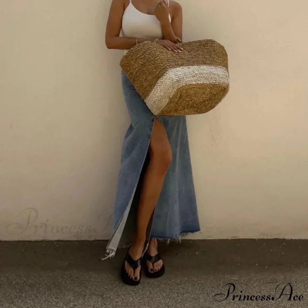 Autumn Winter Fashion High Waist Split Vintage Long Denim Wrapped Skirt