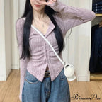 Autumn Y2k Knit V Lapel Long Sleeve Vintage Korean Cardigan