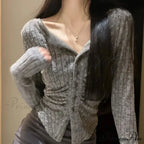 Autumn Y2k Knit V Lapel Long Sleeve Vintage Korean Cardigan