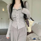 Autumn Y2k Knit V Lapel Long Sleeve Vintage Korean Cardigan