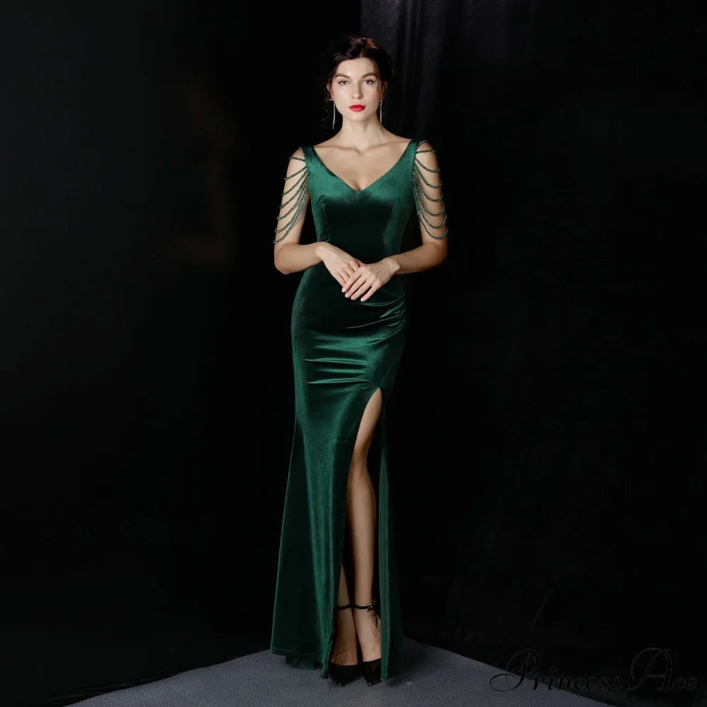 Avery Good Quality Charming Velvet Formal Dress